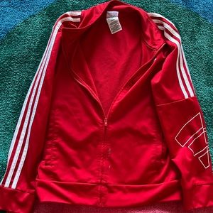 Adidas red front zipper sweatshirt boys 10-12